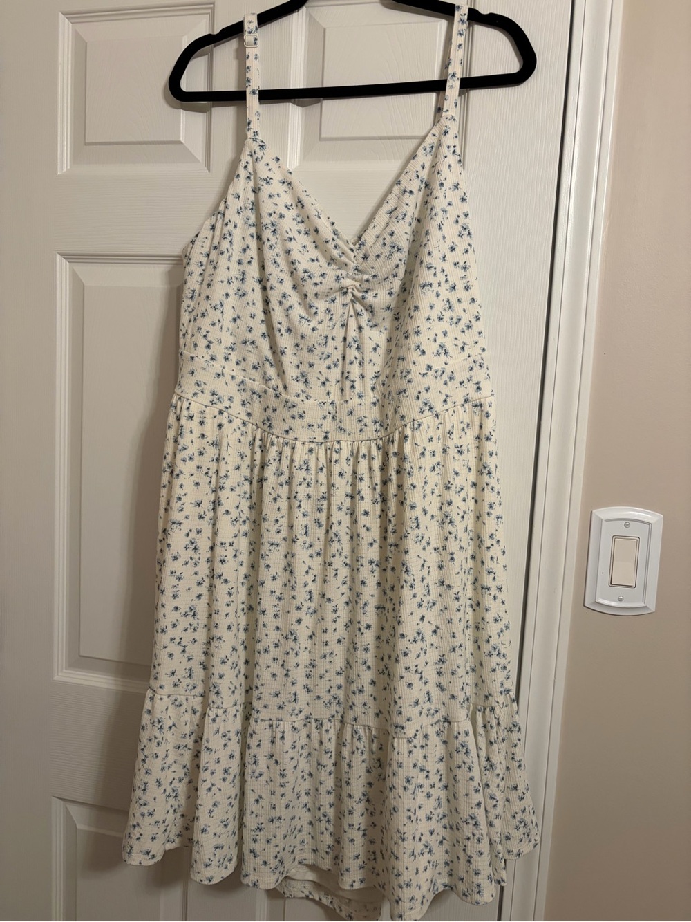 torrid Cream Midi Dress with Blue Floral Print